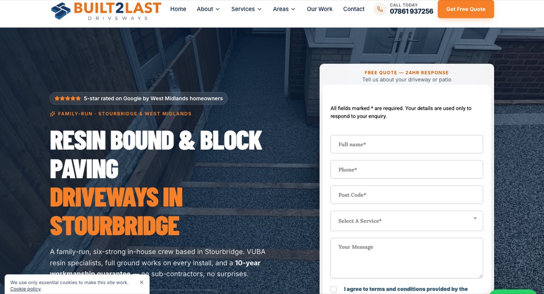 Built2Last Driveways website